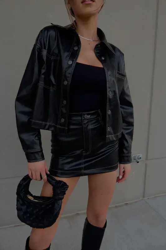 Ana Cropped Leather Jacket