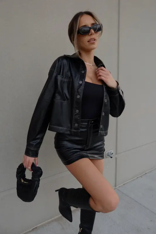 Ana Cropped Leather Jacket