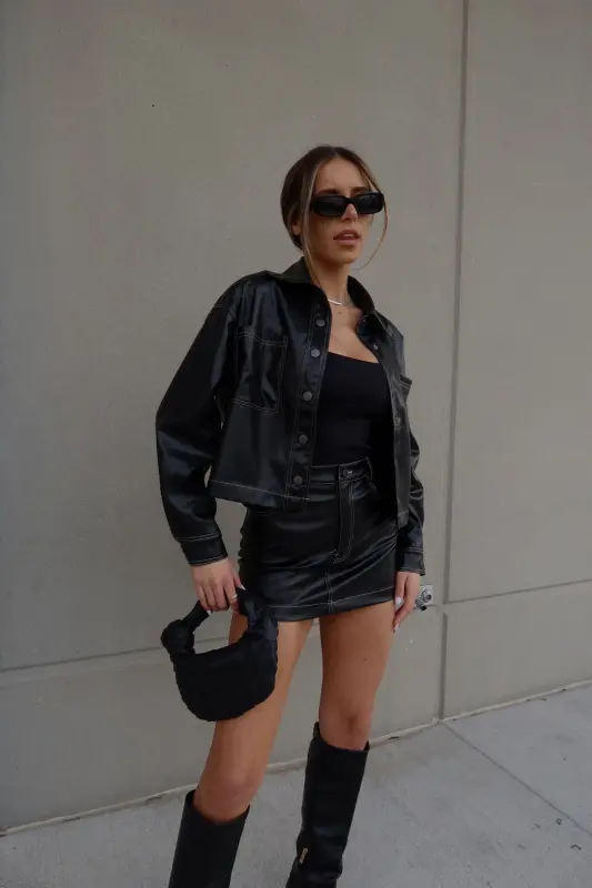 Ana Cropped Leather Jacket