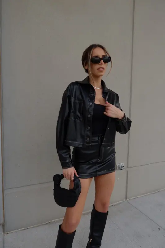 Ana Cropped Leather Jacket