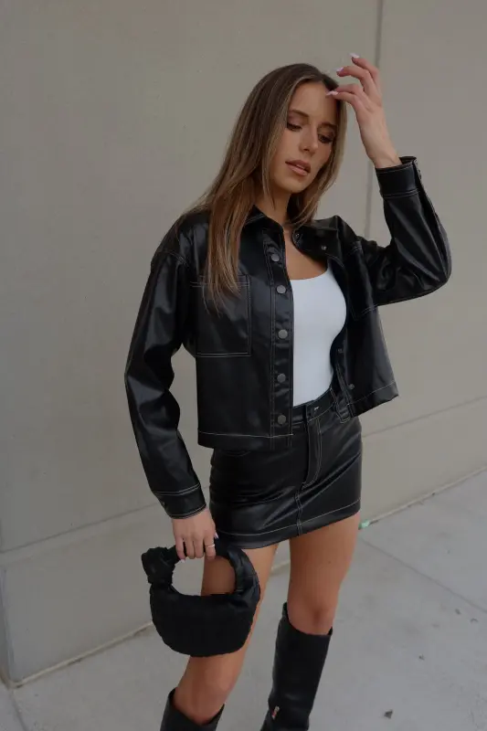 Ana Cropped Leather Jacket