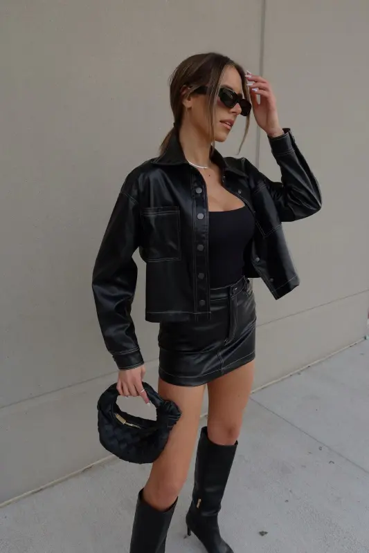 Ana Cropped Leather Jacket
