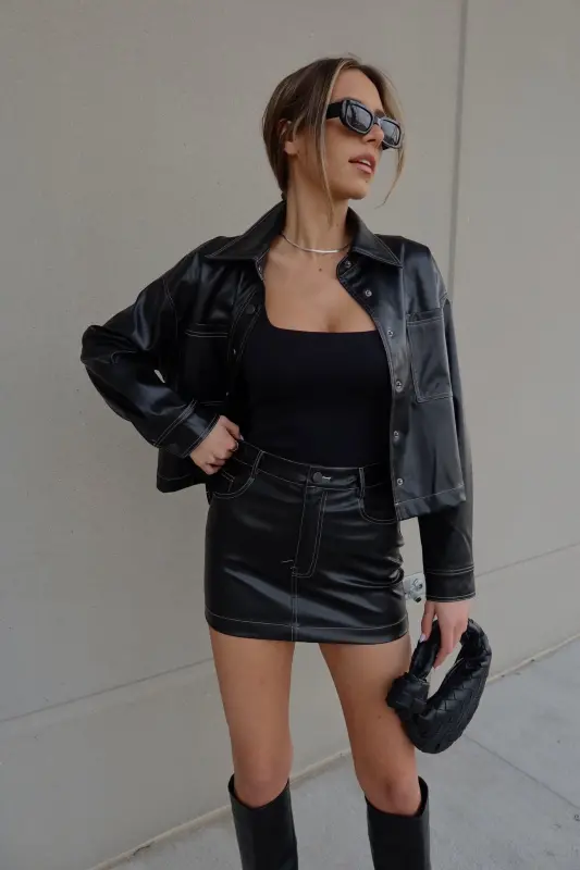 Ana Cropped Leather Jacket