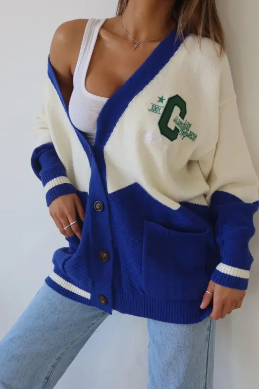 California Oversized Varsity Cardigan