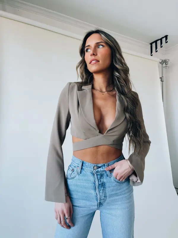 Harlow Cropped Wrap Blazer