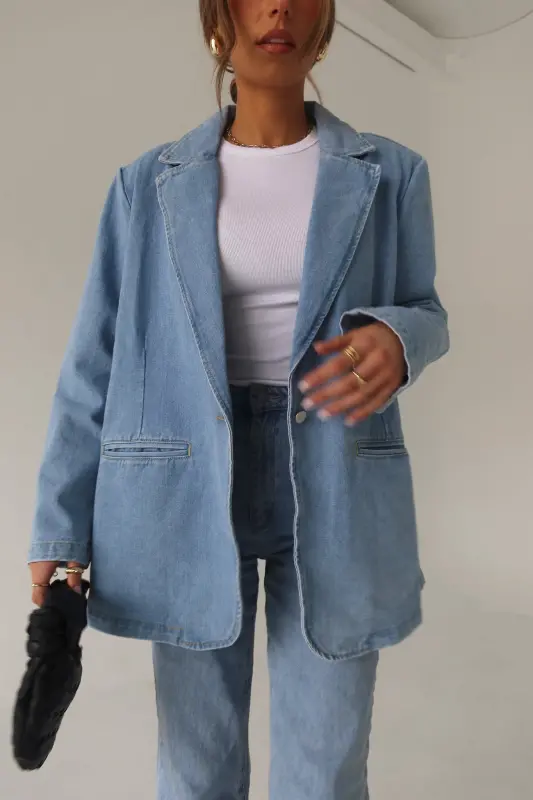 Heather Oversized Denim Blazer