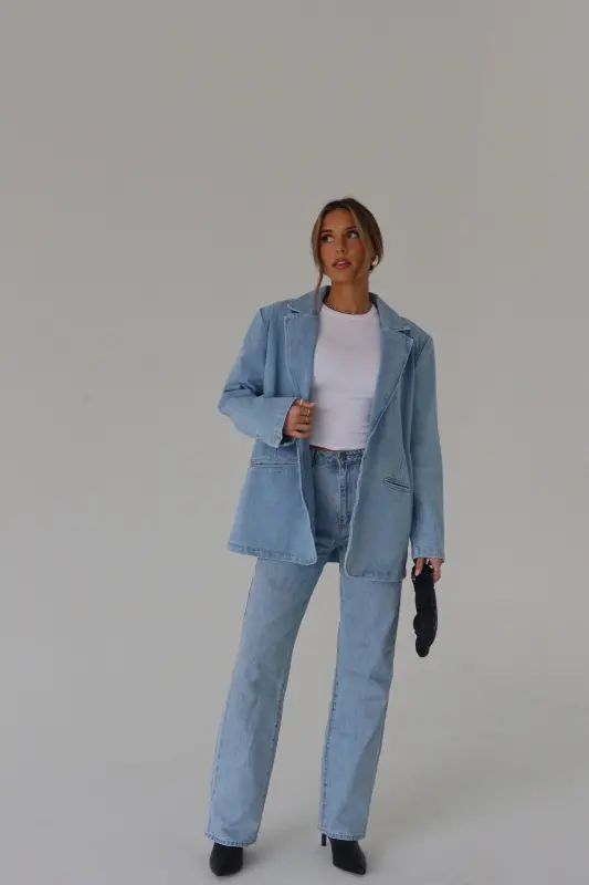 Heather Oversized Denim Blazer
