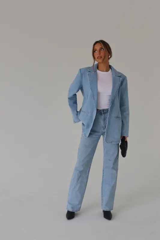 Heather Oversized Denim Blazer