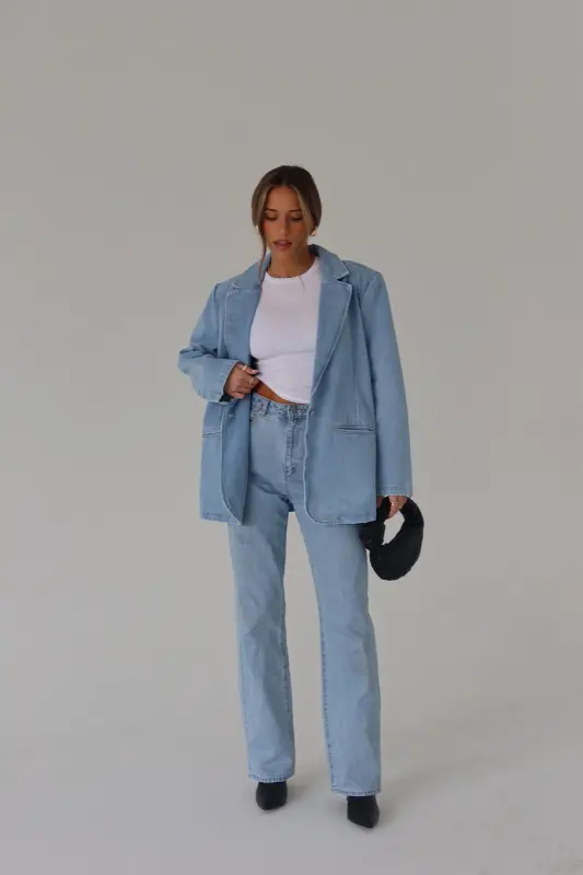 Heather Oversized Denim Blazer