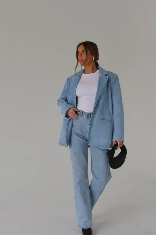 Heather Oversized Denim Blazer