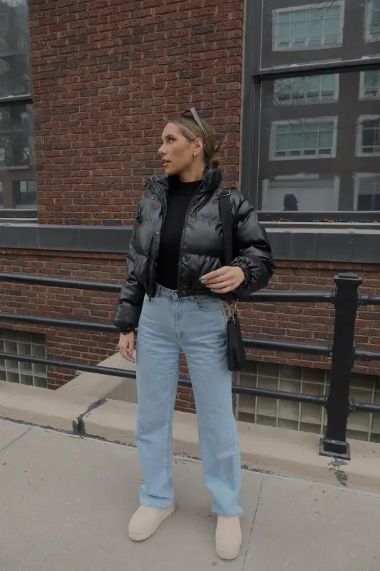 Jade Faux Leather Puffer Jacket-95783