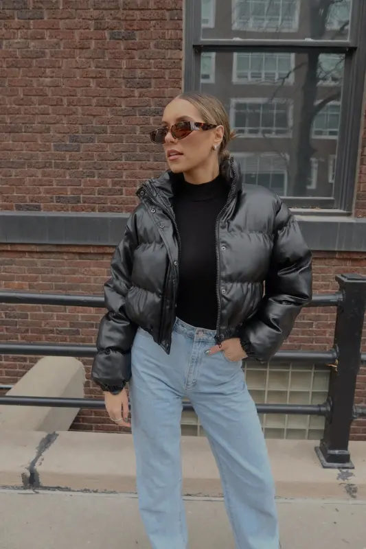 Jade Faux Leather Puffer Jacket