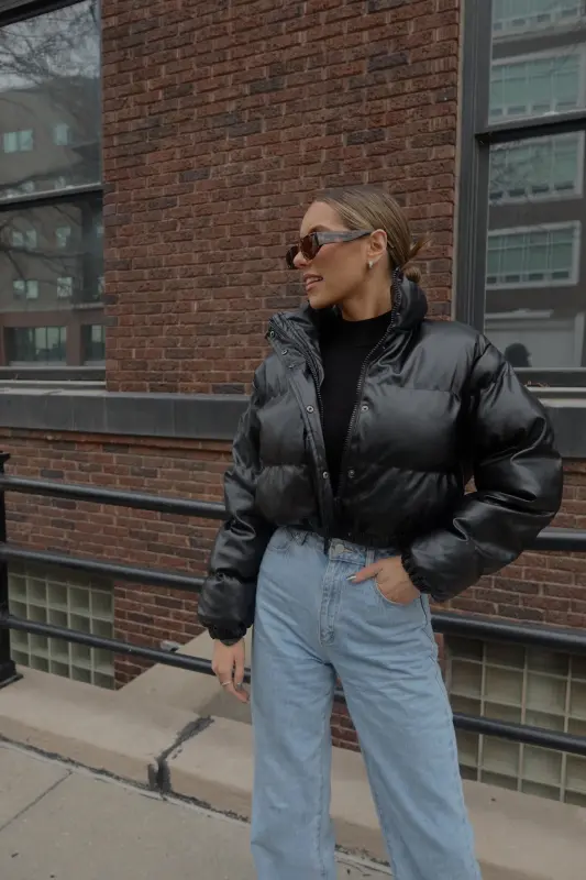 Jade Faux Leather Puffer Jacket