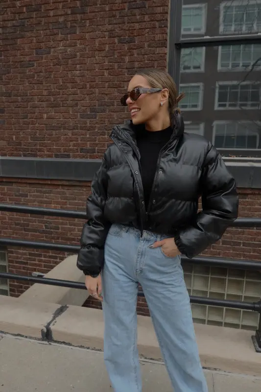 Jade Faux Leather Puffer Jacket