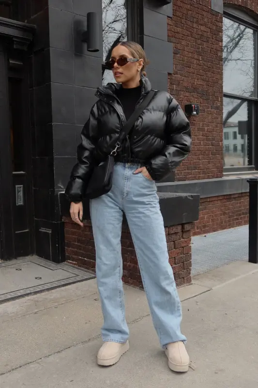 Jade Faux Leather Puffer Jacket