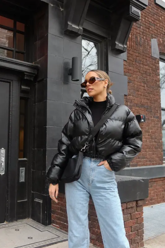 Jade Faux Leather Puffer Jacket