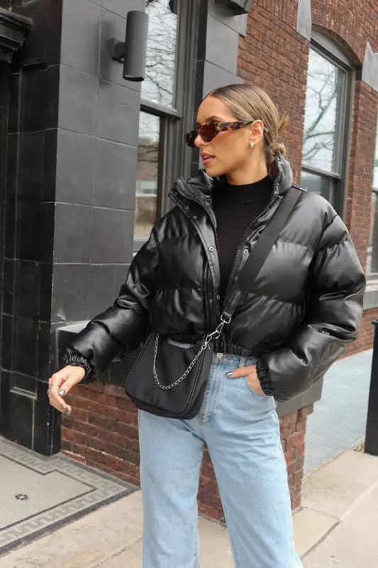 Jade Faux Leather Puffer Jacket