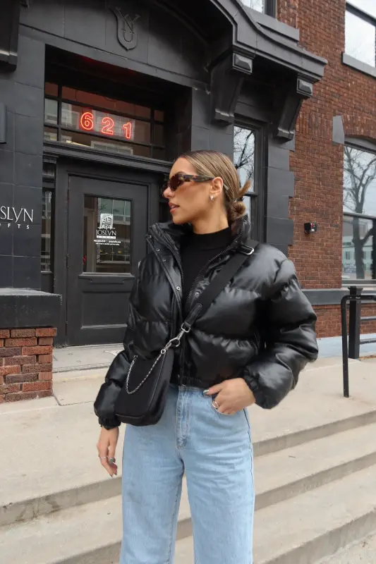 Jade Faux Leather Puffer Jacket