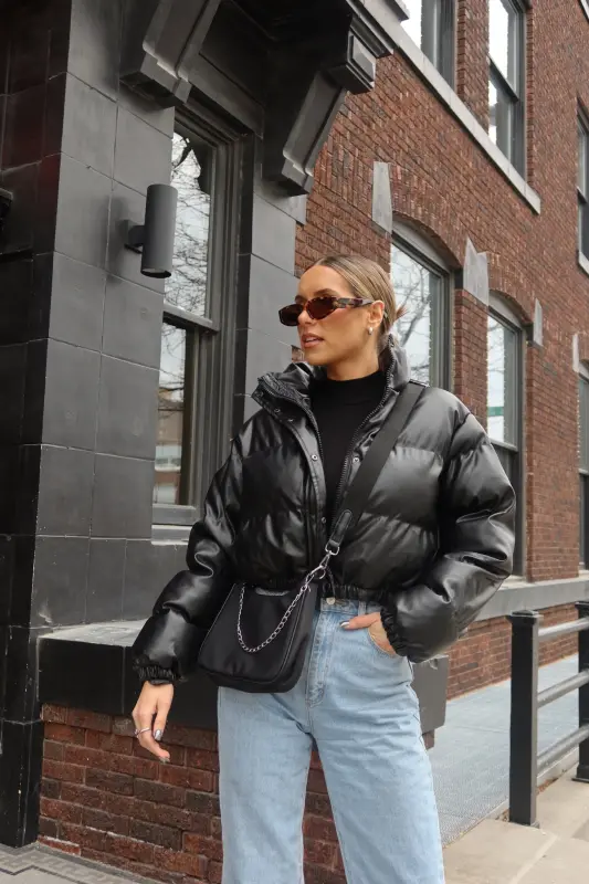 Jade Faux Leather Puffer Jacket