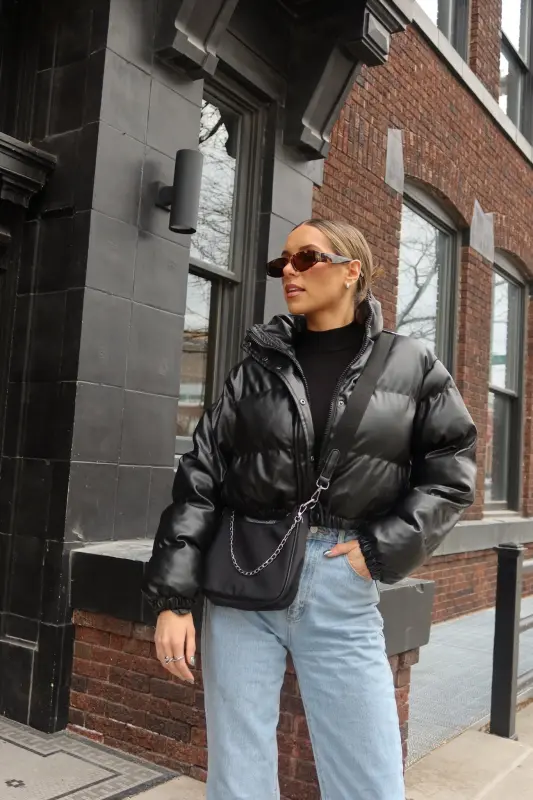 Jade Faux Leather Puffer Jacket