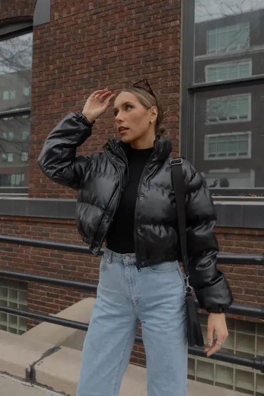 Jade Faux Leather Puffer Jacket