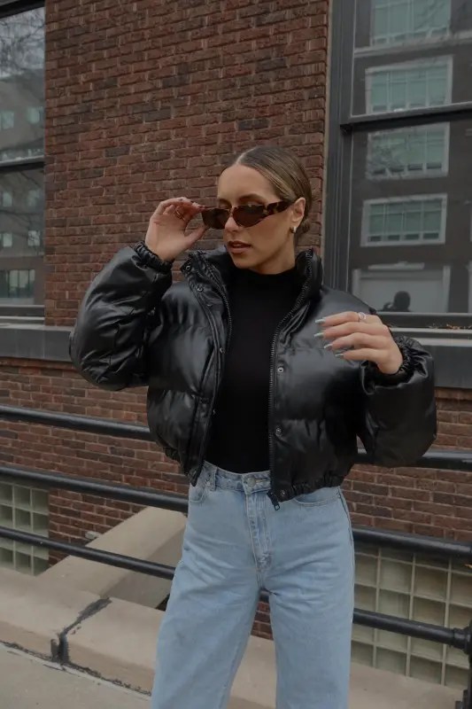 Jade Faux Leather Puffer Jacket