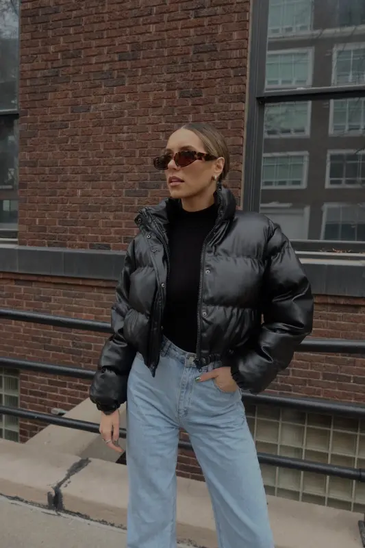 Jade Faux Leather Puffer Jacket
