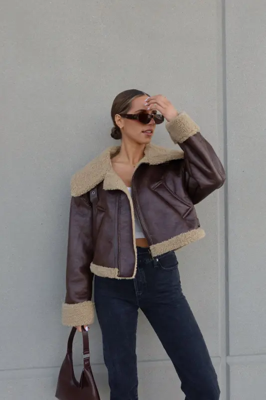 Kenzie Sherpa Pleather Jacket