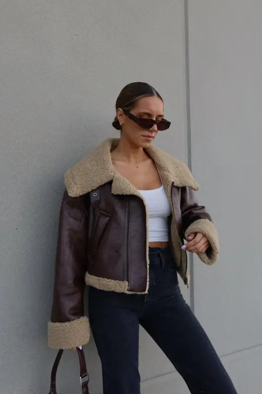 Kenzie Sherpa Pleather Jacket