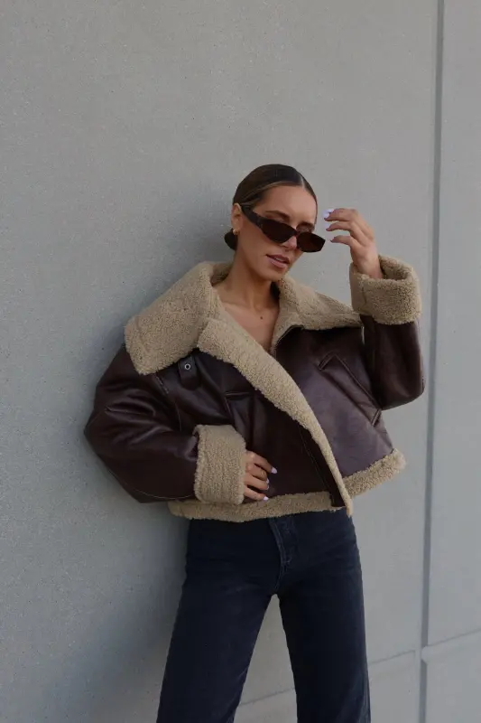 Kenzie Sherpa Pleather Jacket