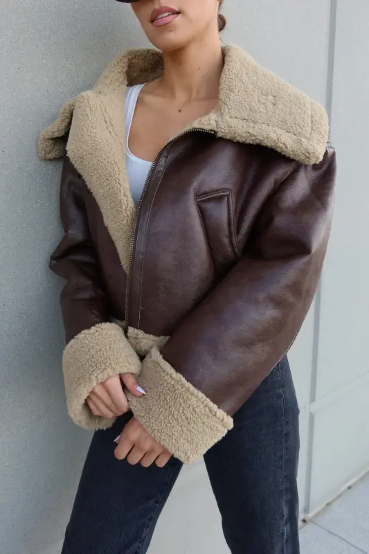 Kenzie Sherpa Pleather Jacket