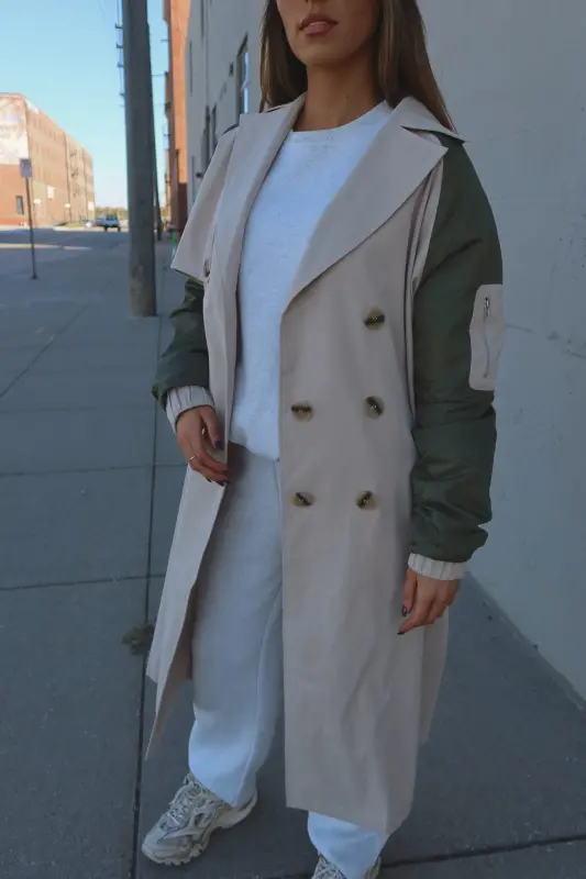 Khaki Combo Trench Coat