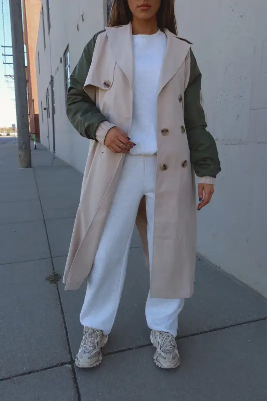 Khaki Combo Trench Coat