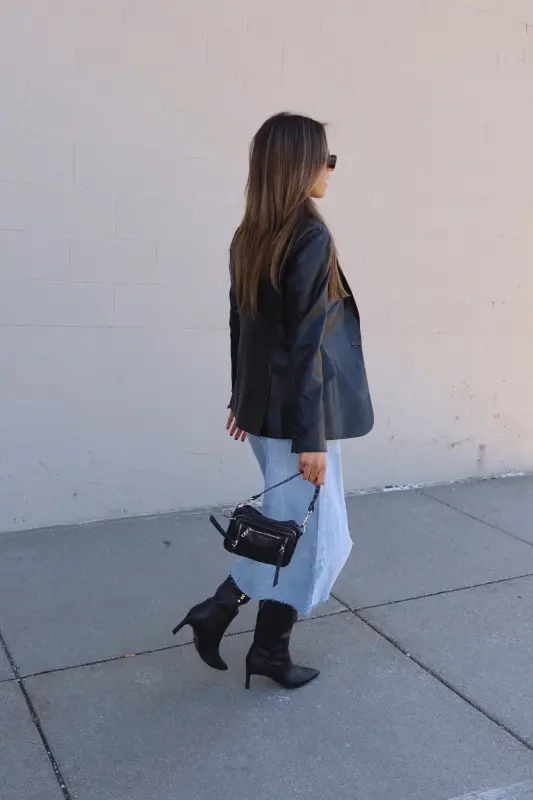 Rene Leather Fitted Blazer