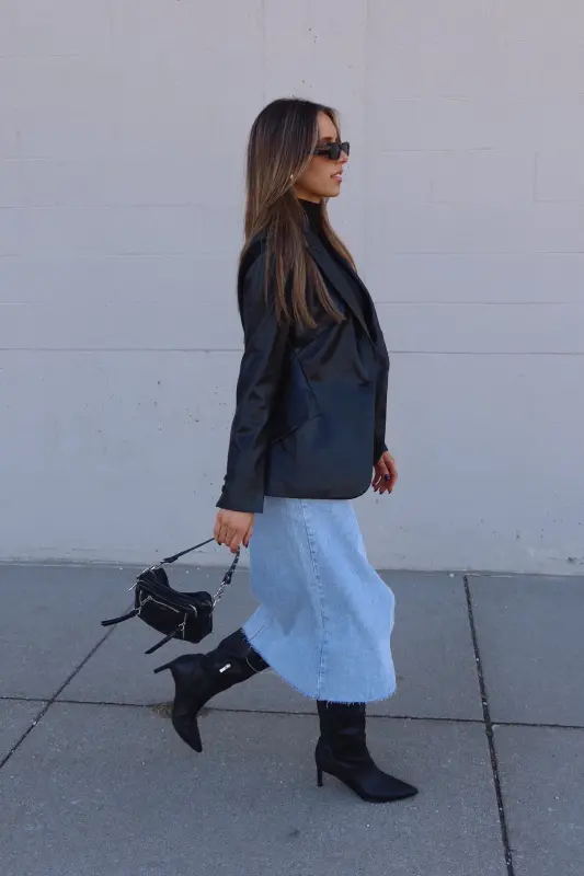 Rene Leather Fitted Blazer