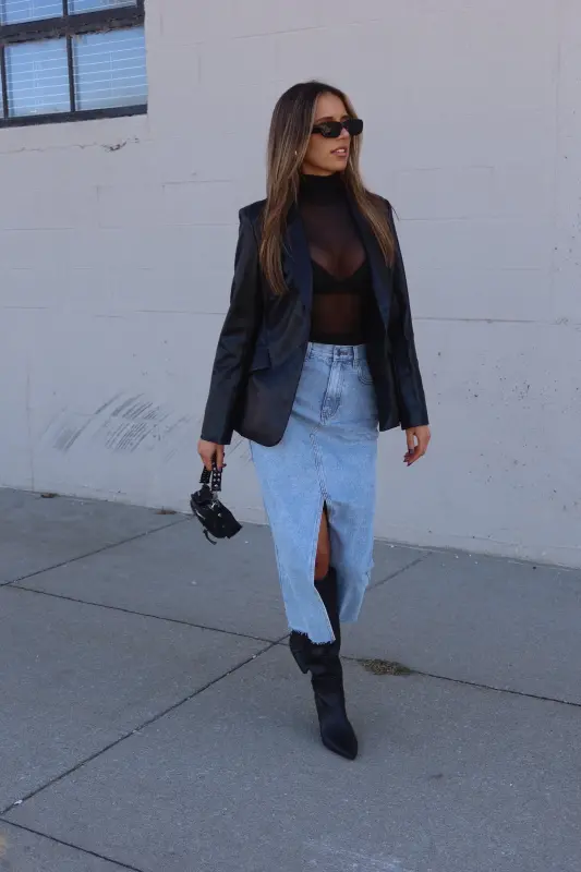 Rene Leather Fitted Blazer