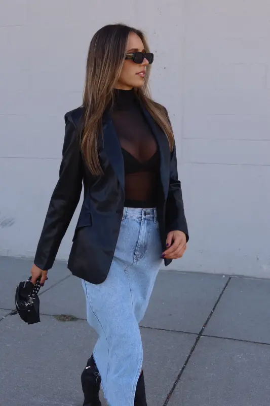 Rene Leather Fitted Blazer