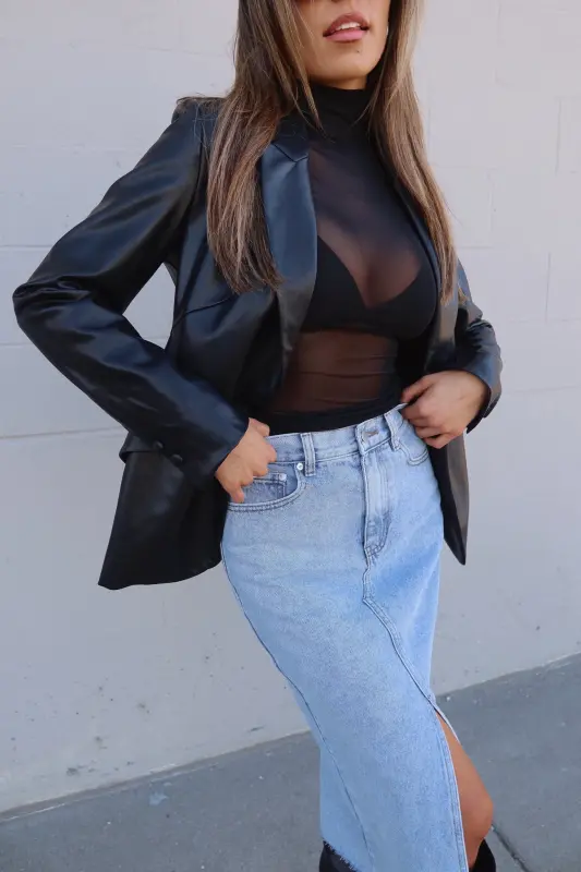 Rene Leather Fitted Blazer