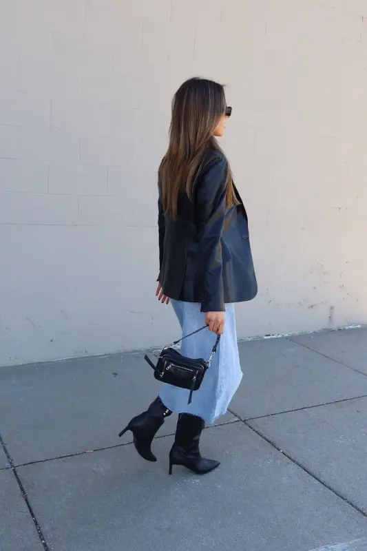 Rene Leather Fitted Blazer