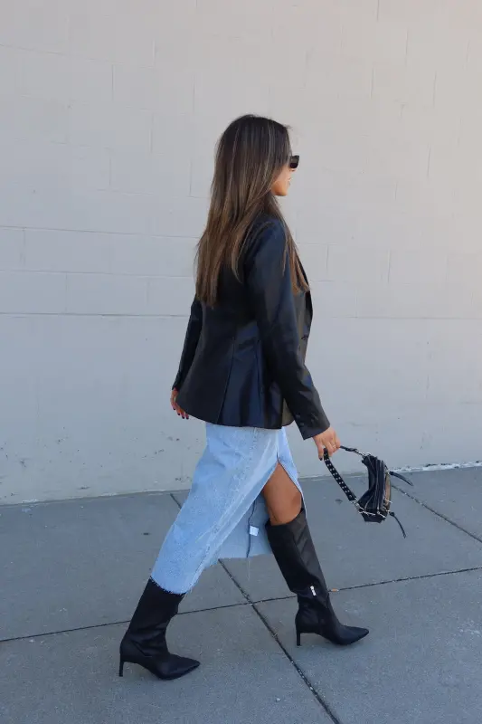 Rene Leather Fitted Blazer