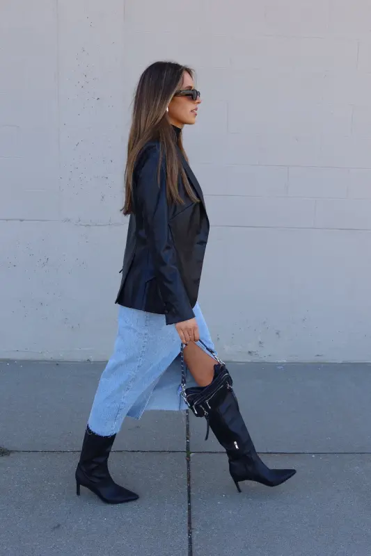 Rene Leather Fitted Blazer