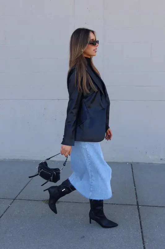 Rene Leather Fitted Blazer