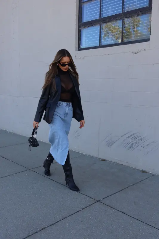 Rene Leather Fitted Blazer