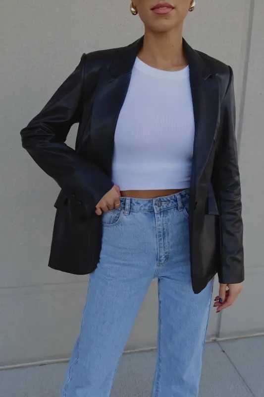 Rene Leather Fitted Blazer
