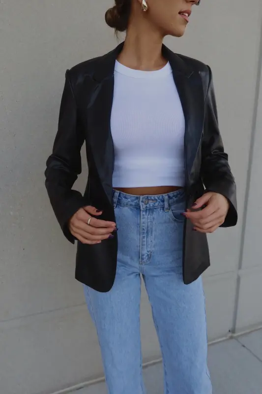 Rene Leather Fitted Blazer