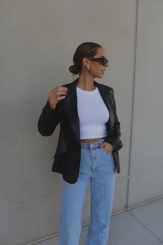 Rene Leather Fitted Blazer