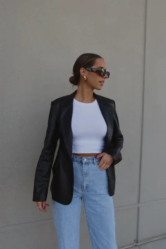 Rene Leather Fitted Blazer