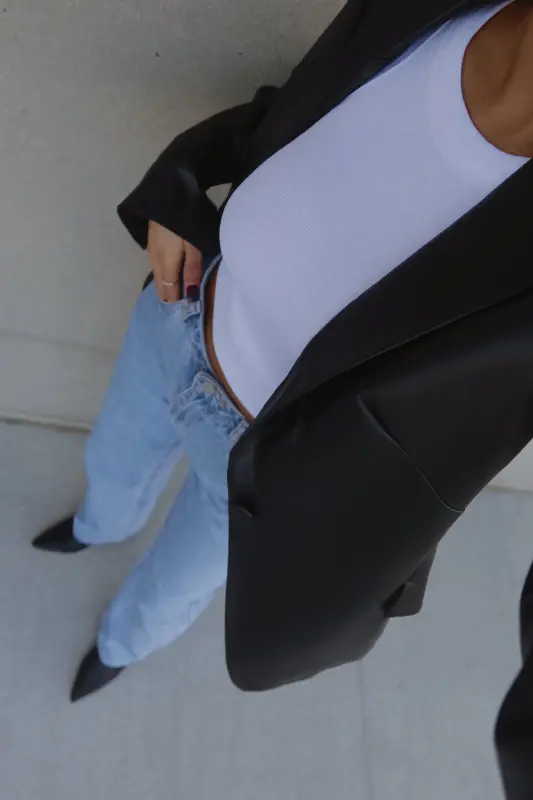 Rene Leather Fitted Blazer