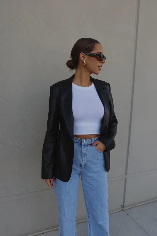 Rene Leather Fitted Blazer