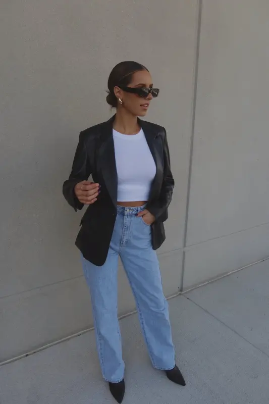 Rene Leather Fitted Blazer